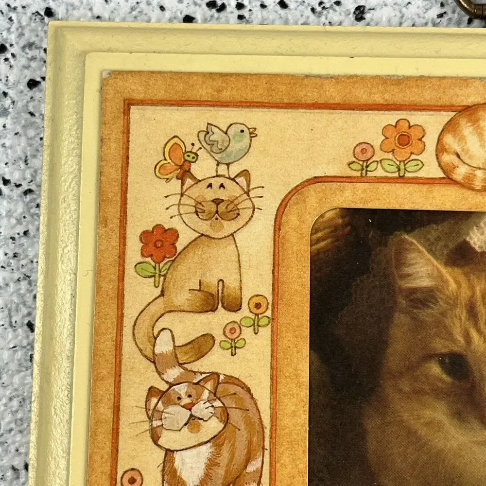 Vintage 80s Hallmark Cat Picture Frame Plaque‎ Wall Hanging Retro 1982